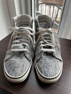 Vans Gray and White Knit High-Top Sneakers (Unisex)
